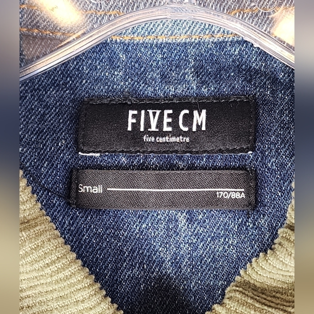 Five CM Denim Shirt Jacket Camo Pocket Corduroy Collar Streetwear Size Small - Picture 4 of 7